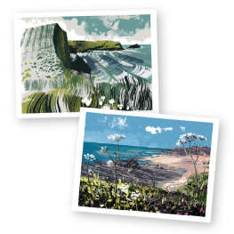 Set of 4 'Coastal' cards